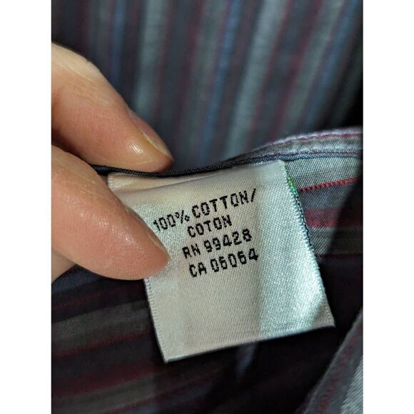 Bugatchi Uomo Mens XL Paisley Striped Button Front Long Sleeve Shirt - Picture 7 of 7